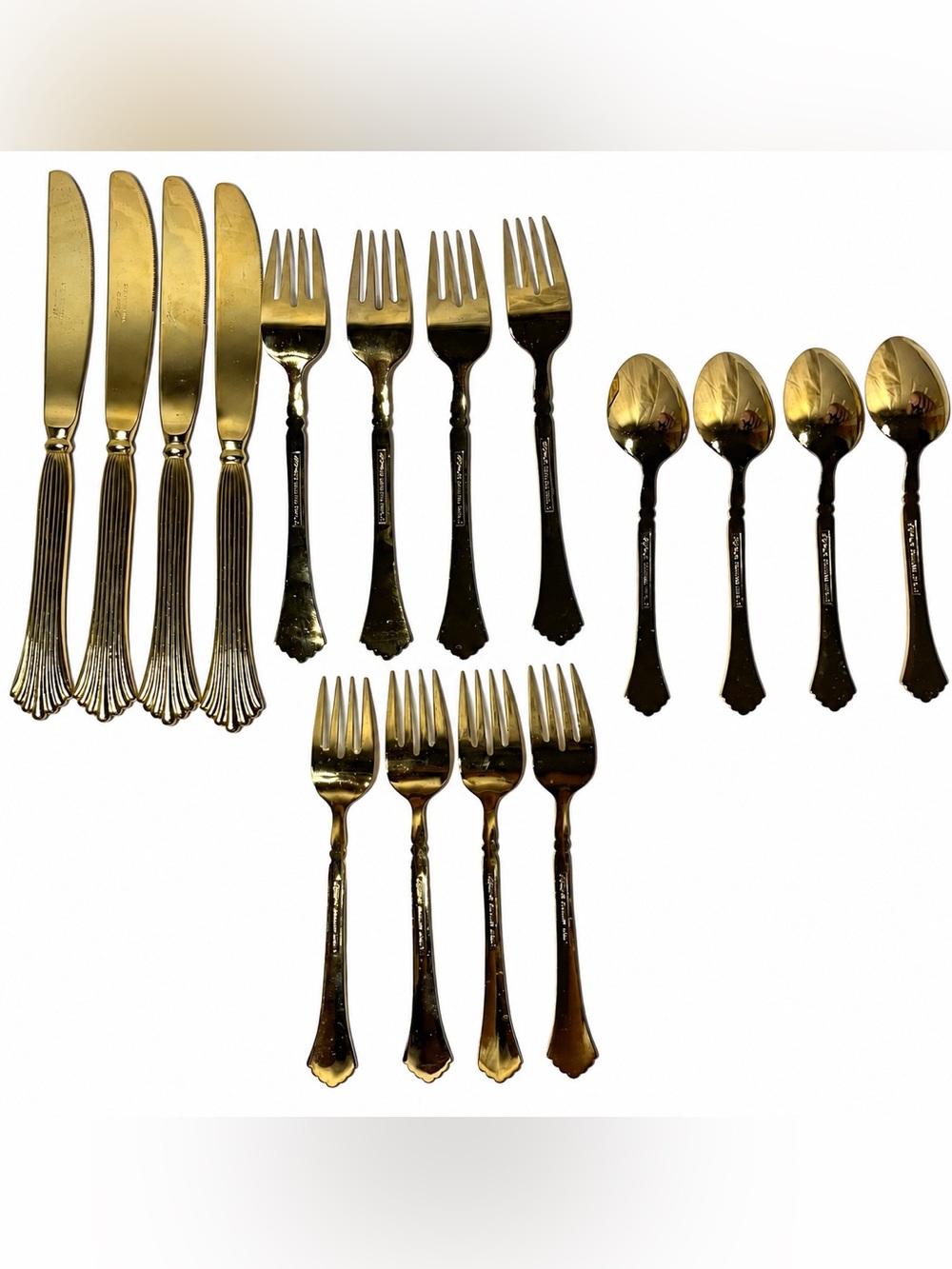 Vintage The Cellar Goldtone Stainless Steel Teaspoons - 12 Piece Matching Lot